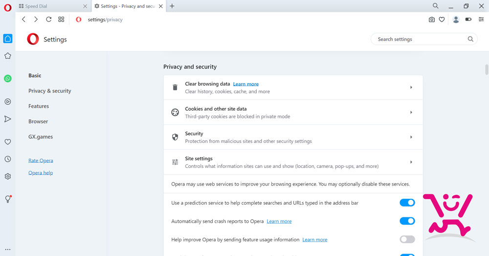 غیر فعال / فعال نمودن جاوا اسکریپت مرورگر Chrome,Mozila,Edge 8 Site Setting مروگر Opera