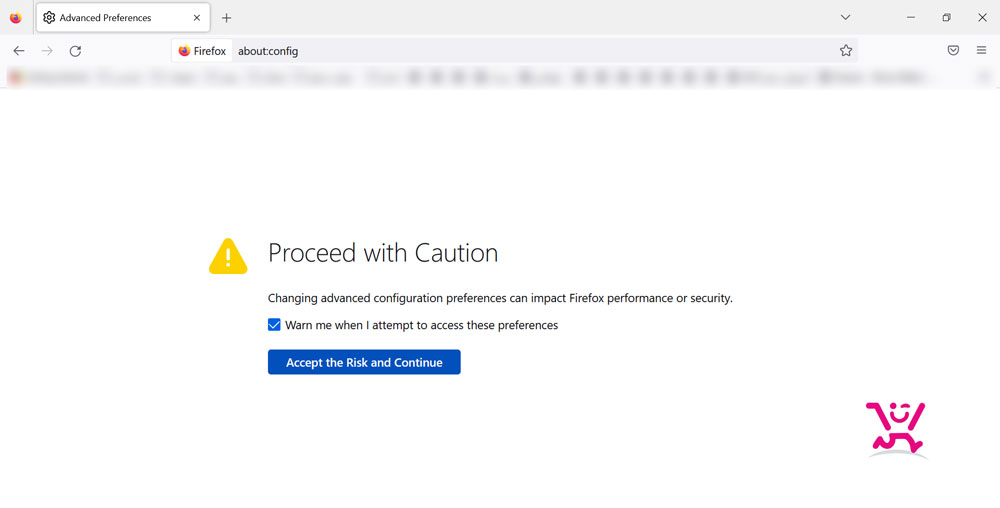 Accept the Risk and Continue مرورگر موزیلا