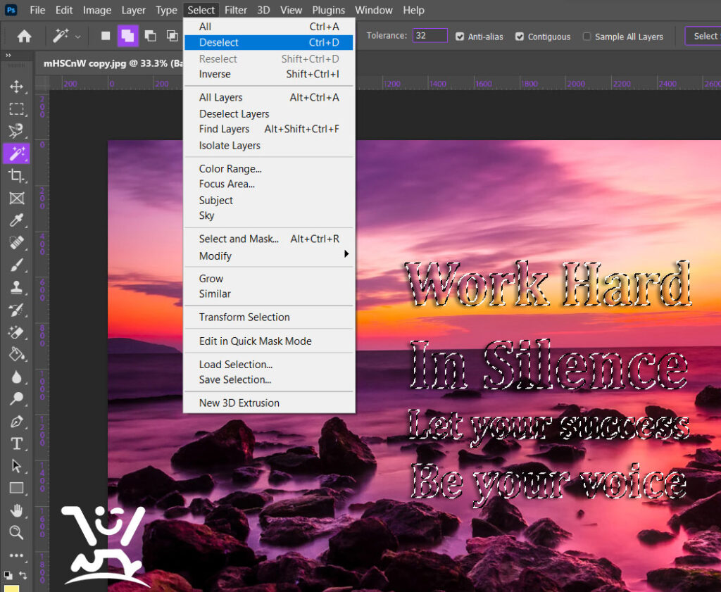 حذف نوشته از روی عکس در فتوشاپ بدون آسیب زدن به تصویر 11 Ctrl+D در فتوشاپ