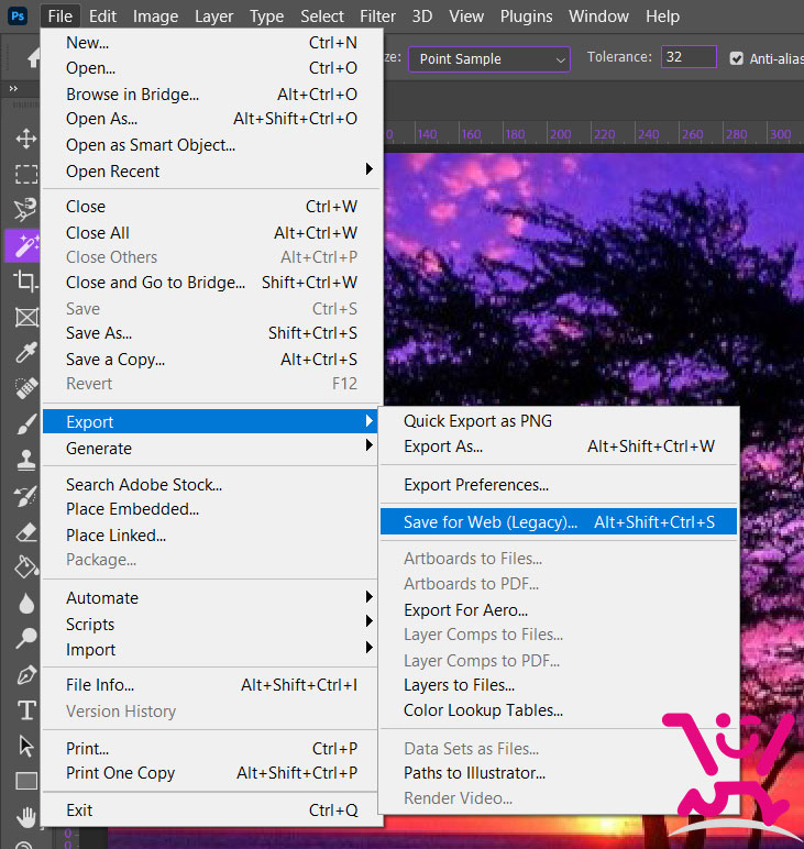 کاهش حجم عکس در فتوشاپ بدون اُفت کیفیت 1 File > Export و سپس Save for Web
