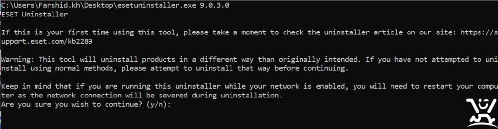 حذف نرم افزار Eset از کامپیوتر 4 محیط CMD فایل esetuninstaller