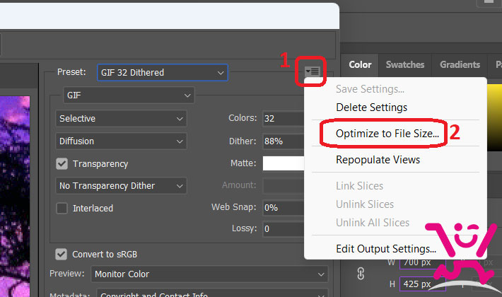 کاهش حجم عکس در فتوشاپ بدون اُفت کیفیت 7 Save Optimized As