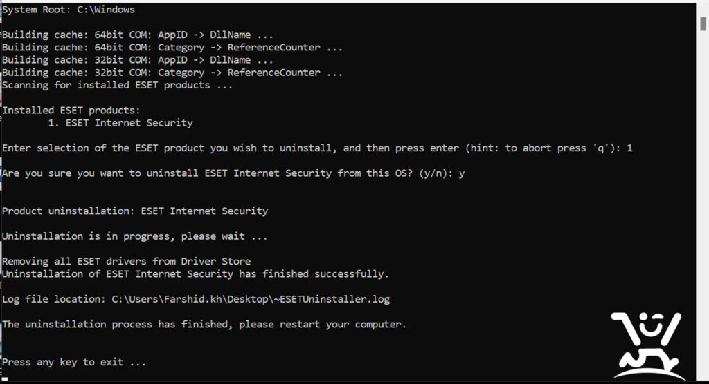 حذف نرم افزار Eset از کامپیوتر 7 حذف نرم افزار Eset از کامپیوتر