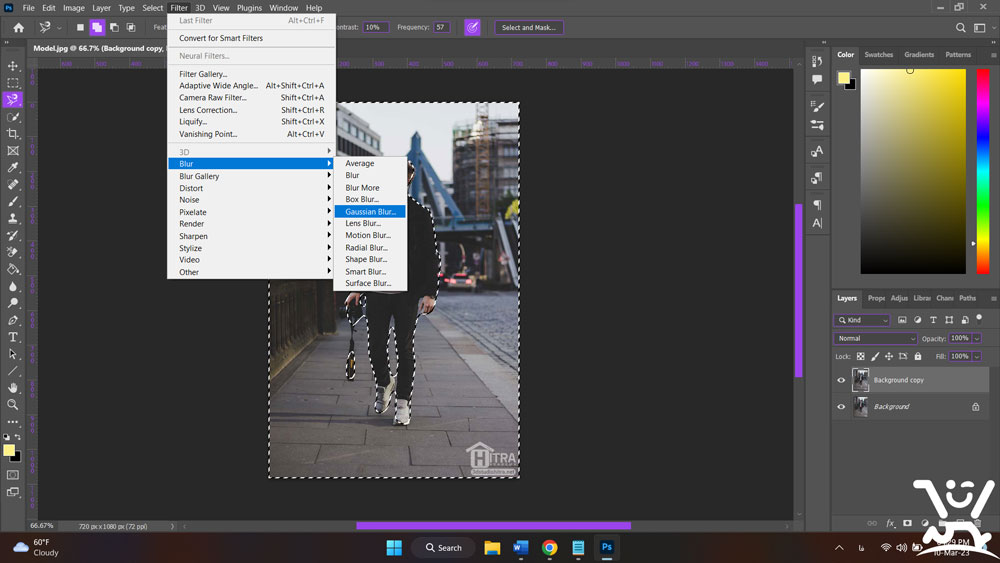 تار نمودن پس زمینه عکس تنها در 9 مرحله 8 Filter> Blur> Gaussian Blur