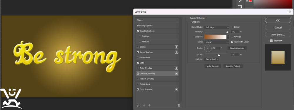ساخت متن درخشان در فتوشاپ + آموزش تصویری 10 Gradient Overlay