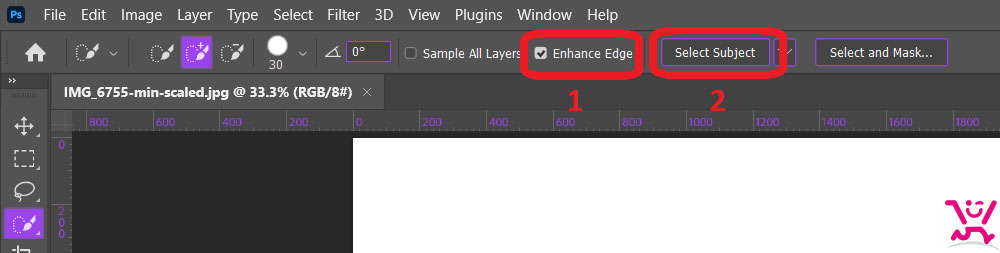حذف پس زمینه عکس در فتوشاپ 2 Enhance Edge فتوشاپ