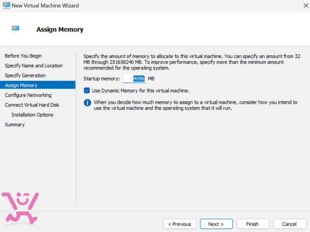 تنظیمات RAM در Hyper-v